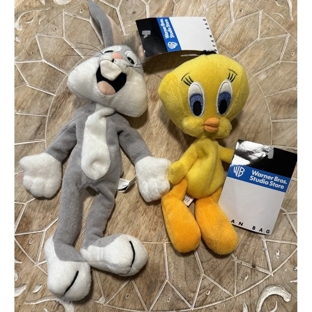 1997 WB Studio Looney Tunes Bugs Bunny‎ Tweety Bird Bean Bag Plush NWT Vintage
